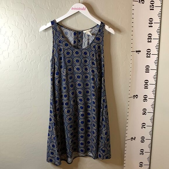 H&M blue circular pattern dress with back button closure Size 6 Full skirt - Picture 5 of 9